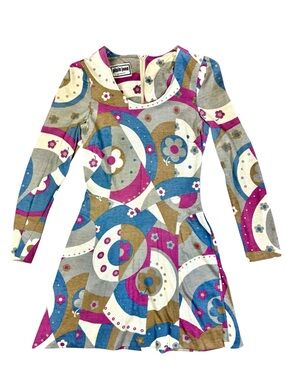 Vintage Retro Mod Abstract Geometric Floral Mini Dress Plain Jane Pucci Vibe